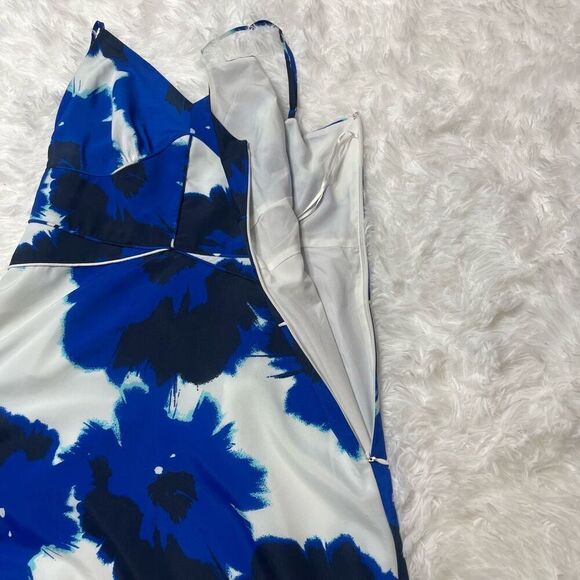 Banana Republic Dress Maxi Long Blue White Floral Spagetti Strap Size 2 Panelled - Picture 10 of 15